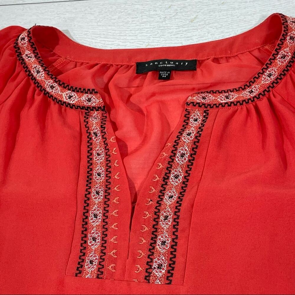 Sanctuary Burnt Orange Sheer Long Sleeve Shirt Size Medium - Picture 8 of 15